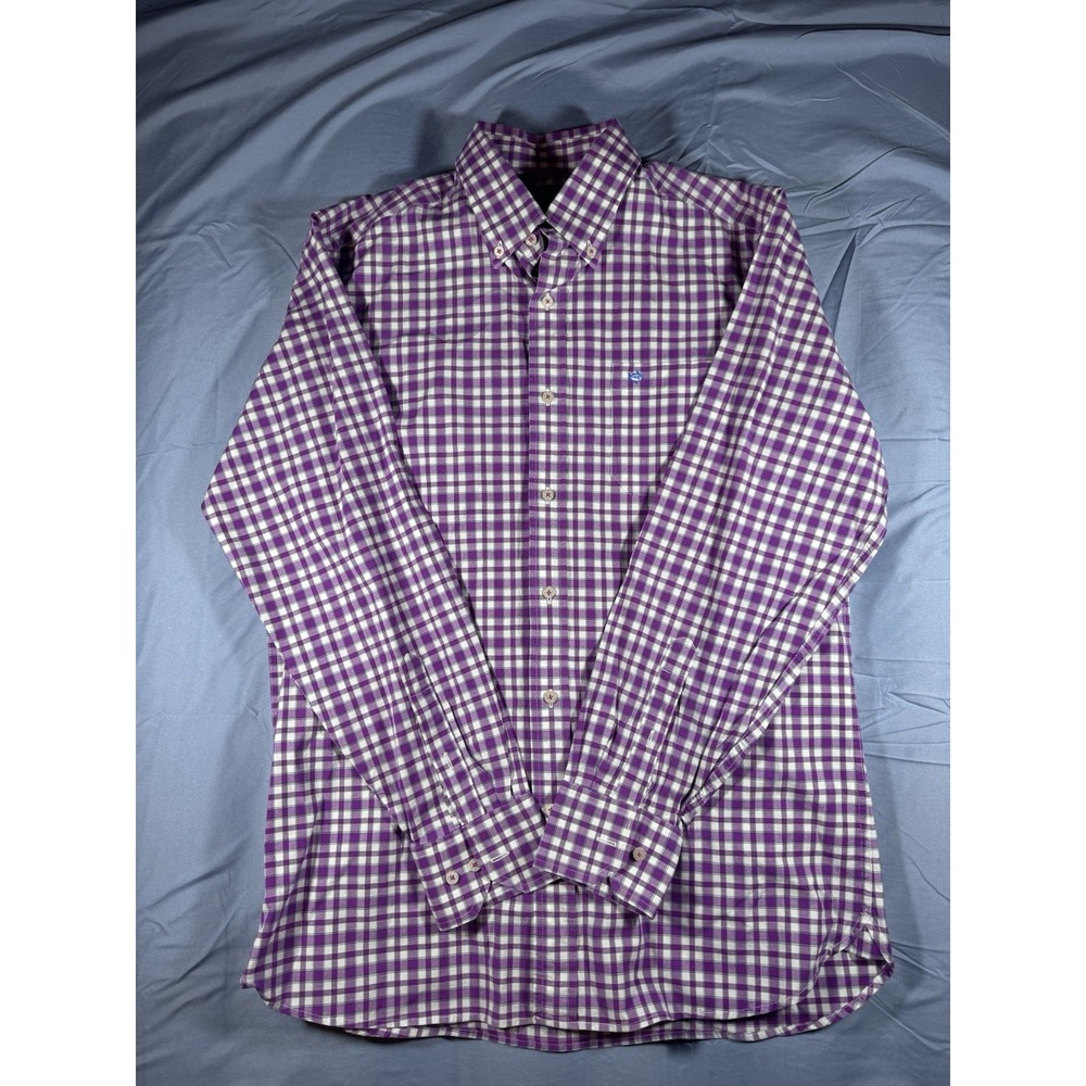 Southern Tide Club Men's Purple Plaid Long Sleeve Button Up Shirt Size Medium